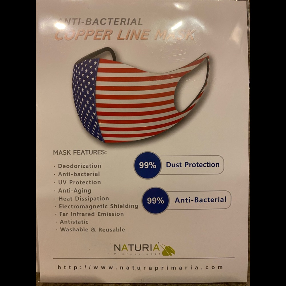Copper Line Mask Anti-Bacterial by Naturia NEW